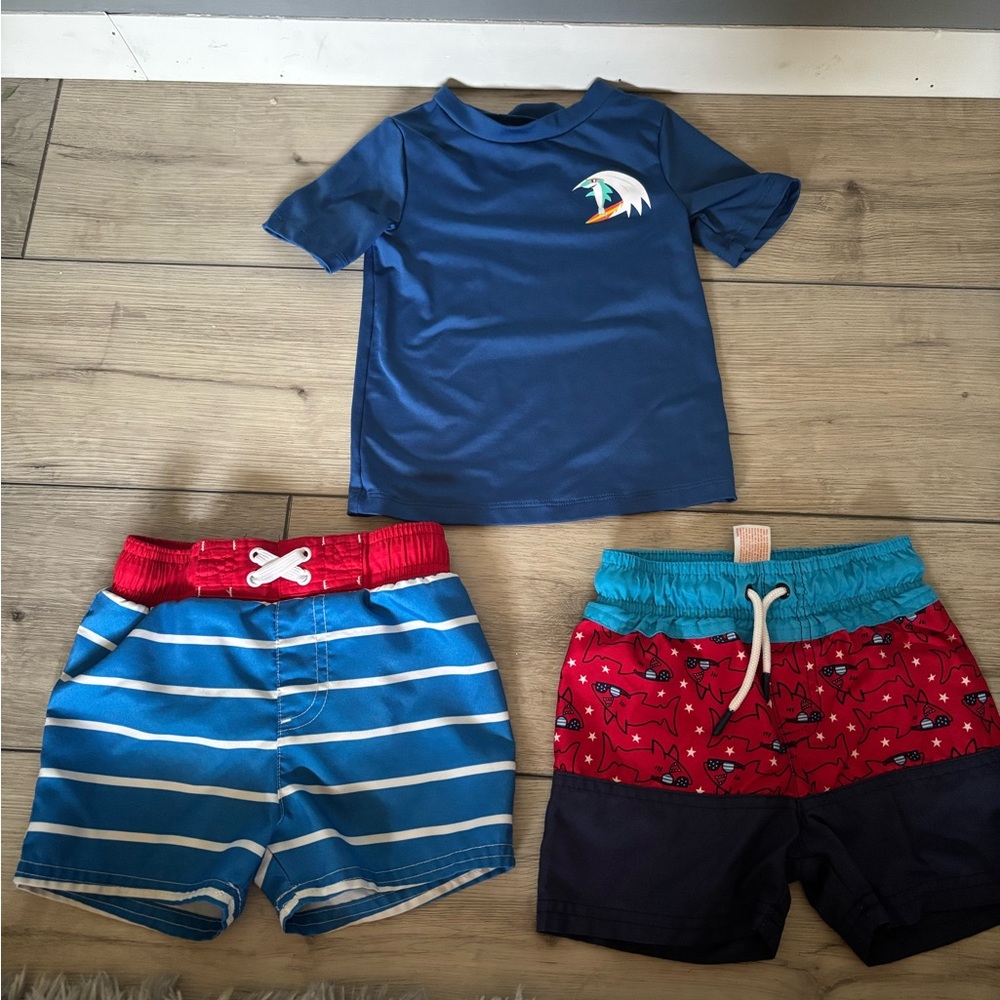 Cat & Jack Blue and Red Swim Shorts